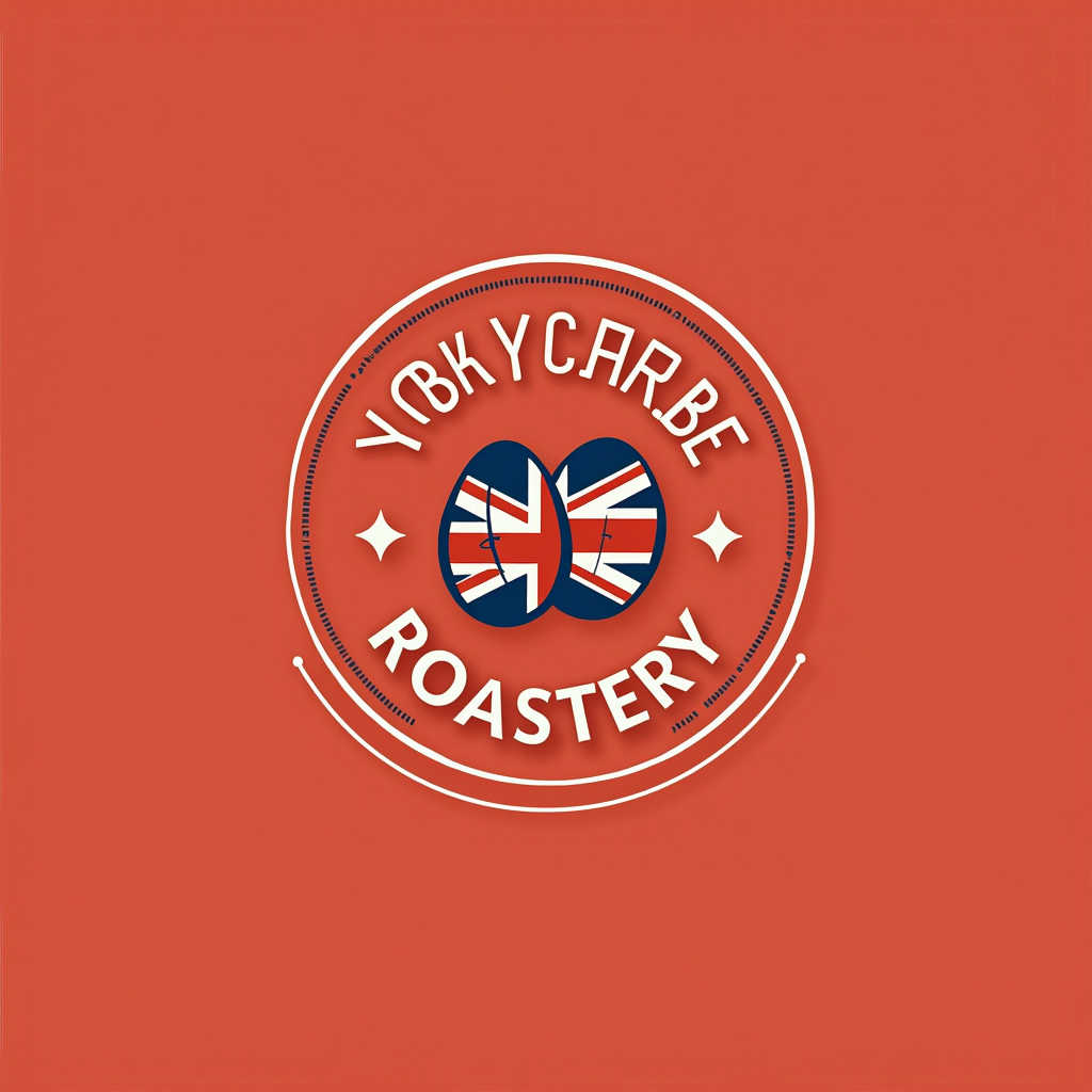 The Yorkshire Bean Roastery logo featuring British red color scheme with coffee bean and Union Jack elements