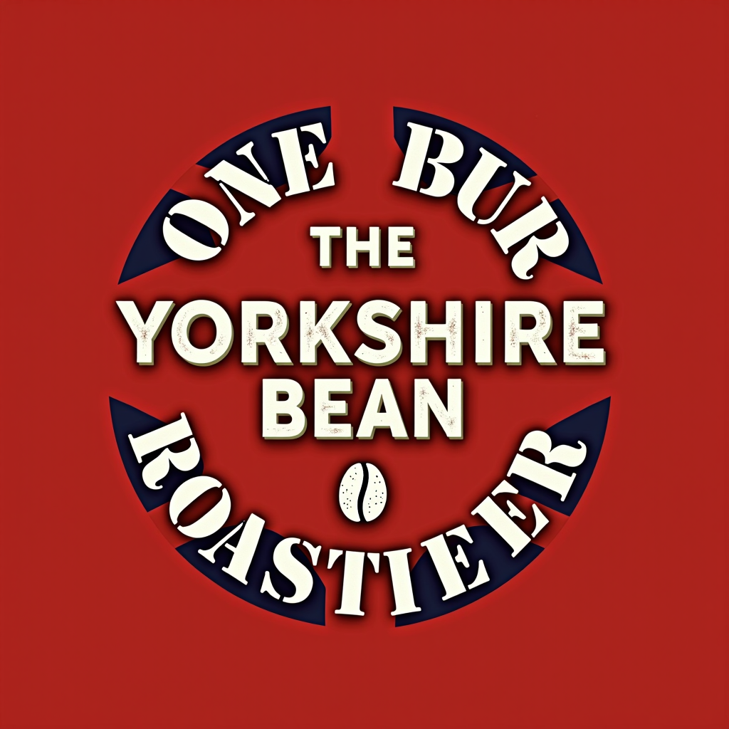 The Yorkshire Bean Roastery logo featuring British red color scheme with coffee bean and Union Jack elements