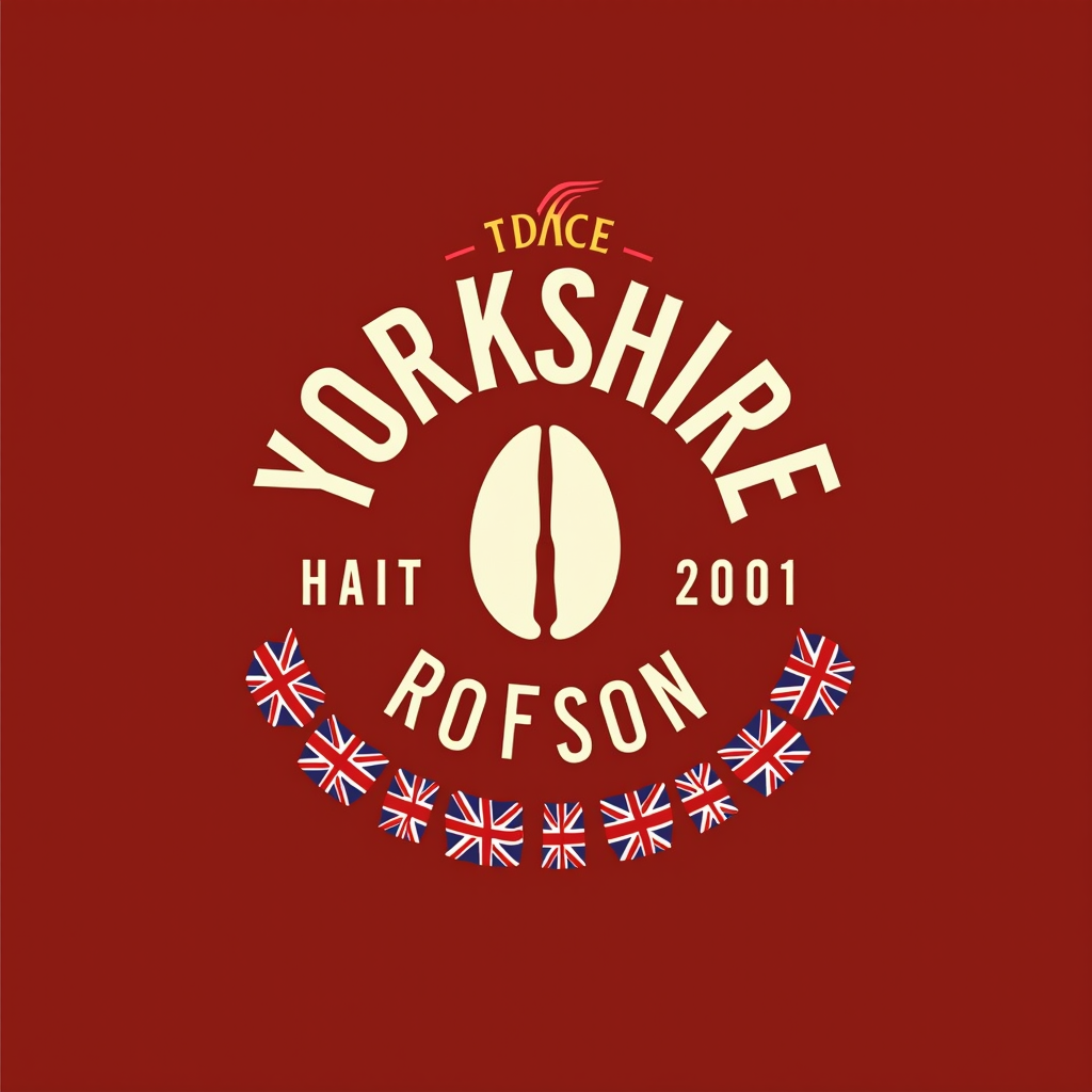 The Yorkshire Bean Roastery logo featuring British red color scheme with coffee bean and Union Jack elements