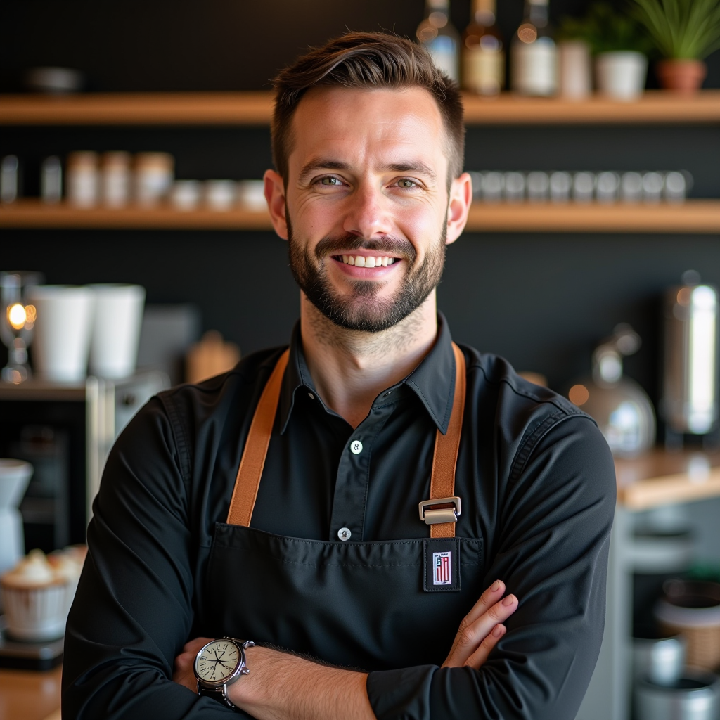 Thomas Wright, Operations Manager ensuring quality service at modern British cafe